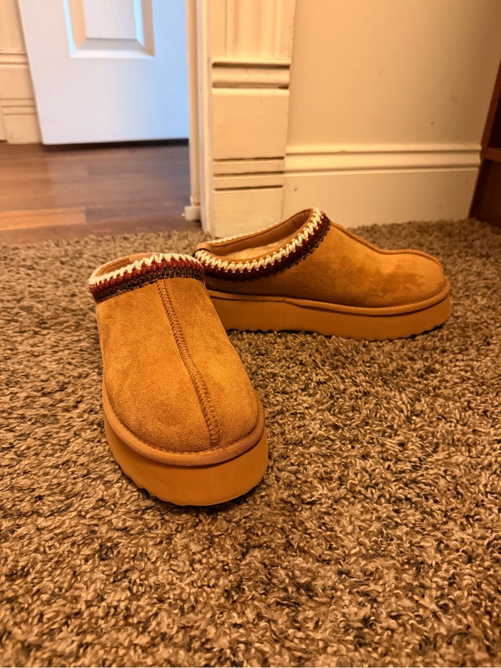 Altar'd State Tan Suede Slip-On Clog with Braided Trim